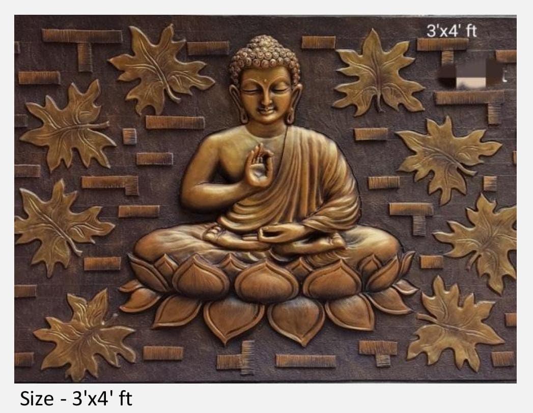 NATURE SQUARE Serenity in Stillness || 3D Elevation Buddha Meditation Relief Wall Art (3/4 ft) ||