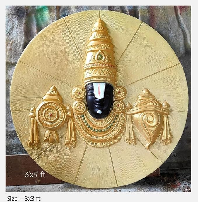 NATURE SQUARE Balaji 3D Elevation fiber Relief Mural Wall Art decor,Actual Size 3/3feet