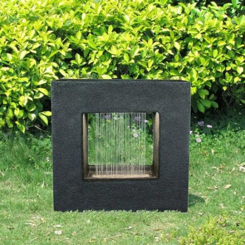 Black/Gray Natural Stone Rain Fountain