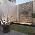 Indoor/outside sheet fountain with natural stone cladding