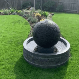 Black Stone Ball Garden Fountain