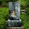 Natural Gray Stone Buddha Lotus founrain 6_4 feet