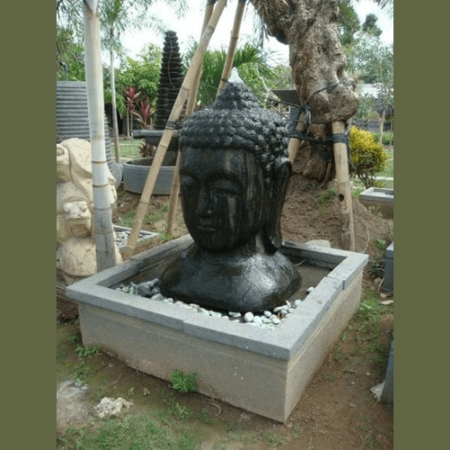 Natural Black Buddha Head Fountain