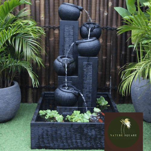 Natural Black stone 5 pot fountain