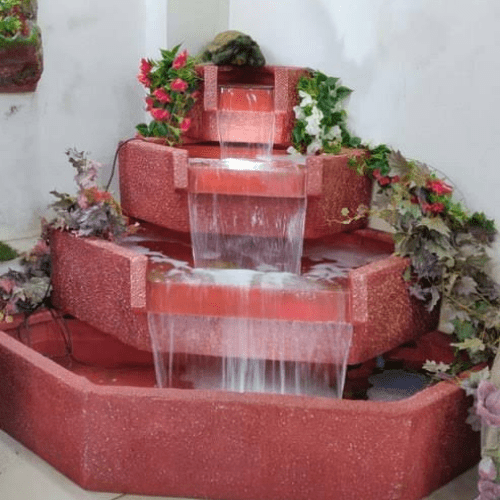 Natural Red Stone corner waterfall