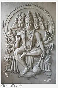 NATURE SQUARE Lord Panchmukhi Hanuman 3D Elevation fiber Relief Mural Wall Art decor, Actual Size 6/4 feet