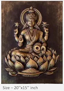 NATURE SQUARE Devi Laksmi 3D Elevation fiber Relief Mural Wall Art decor Actual Size 20/15 inch
