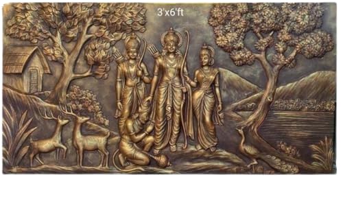 NATURE SQUARE Ramayana 3D Elevation fiber Relief Mural Wall Art decor, Actual Size 3/6 feet.