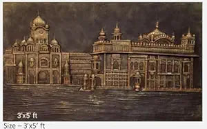 NATURE SQUARE Golden Temple 3D Elevation fiber Relief Mural Wall Art decor, Actual Size 3/5 feet