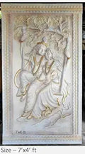NATURE SQUARE Radha Krishna 3D Elevation fiber Relief Mural Wall Art decor, Actual Size 7/4 feet.