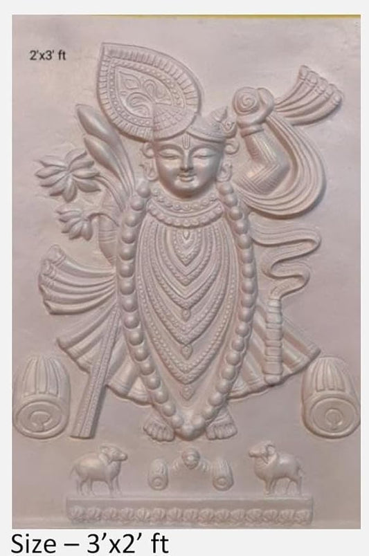 NATURE SQUARE Shreenathji Small Size 3D Elevation fiber Relief Mural Wall Art decor, Actual Size 3/2 feet