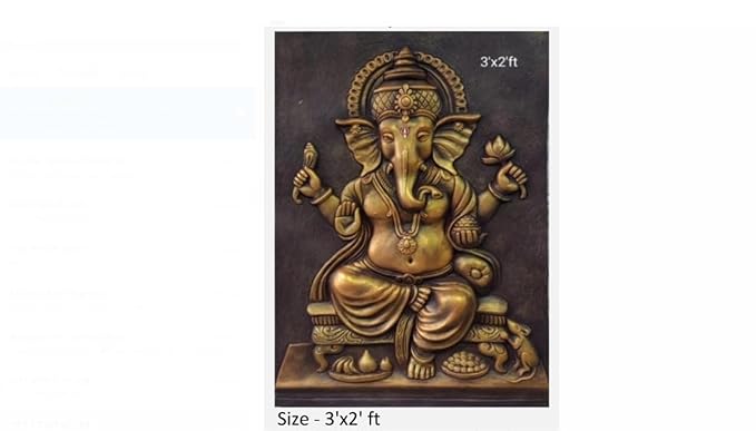 NATURE SQUARE Ganpati Sitting Position 3D Elevation || Fiber Relief Mural Wall Art Decor (3/2 Feet) ||