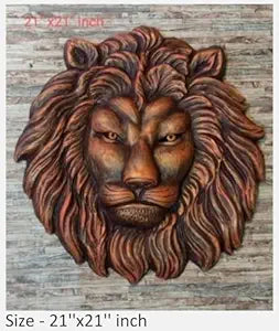 NATURE SQUARE Lion Face 3D Elevation fiber Relief Mural Wall Art decor, Actual Size 21ð21 inch