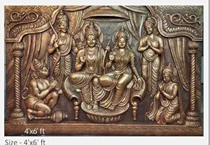 NATURE SQUARE Ramayna 3D Elevation fiber Relief Mural Wall Art decor, Actual Size 4/6 feet.
