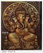 NATURE SQUARE 3D Elevation Fiber Relief Mural Wall Art Decor, Ganpati with Carving, Actual Size 4x3 Feet