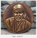 NATURE SQUARE Sai baba 3D Elevation fiber Relief Mural Wall Art decor, Actual Size 2 feet