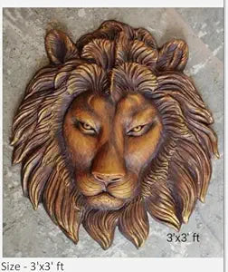 NATURE SQUARE Lion Face 3D Elevation fiber Relief Mural Wall Art decor Actual Size 3/3 feet
