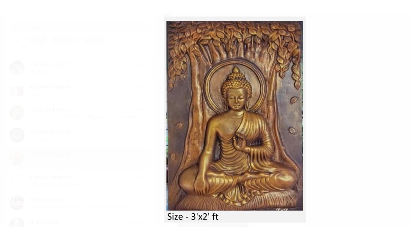 NATURE SQUARE Meditative Bliss || 3/2 Feet Buddha Under the Tree in Fiber Relief ||