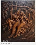 NATURE SQUARE Radha Krishna 3D Fiber Mural Wall Art - 4x3 Feet