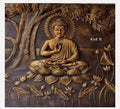 NATURE SQUARE 4/4 Feet Buddha in Meditation 3D Elevation Fiber Relief Mural Wall Art || Handcrafted, Spiritual Home Decor for Living Room, Office & Meditation Space ||