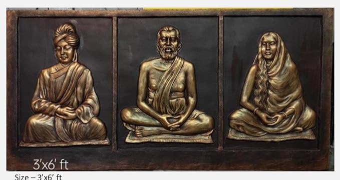 NATURE SQUARE Ramkrishna,Maa Sharda, Vivekananda fiber Relief Mural Wall Art decor, Actual Size 3/6feet