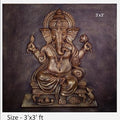 NATURE SQUARE 3D Ganpati Fiber Relief Mural || Wall Art Elevation Carving, 3/3 Feet