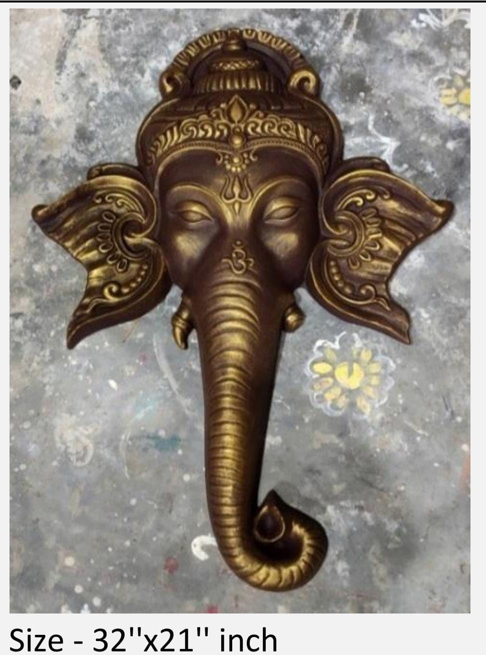NATURE SQUARE Ganpati Trunk 3D Elevation Fiber Relief || Mural Wall Art Decor Size: 32x21 Inche ||