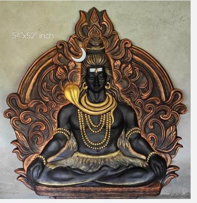 NATURE SQUARE Majestic 5/4 Feet Sitting Buddha 3D Fiber || Relief Wall Art, Stunning Elevation Mural for Home Decor ||