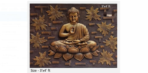 NATURE SQUARE Serenity in Stillness || 3D Elevation Buddha Meditation Relief Wall Art (3/4 ft) ||