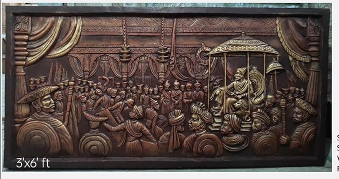 NATURE SQUARE Chhatrapati shivaji wall decor 3D Elevation fiber Relief Mural Wall Art decor Actual Size 3ð6 feet