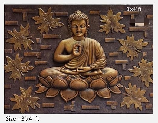 NATURE SQUARE Serenity in Stillness || 3D Elevation Buddha Meditation Relief Wall Art (3/4 ft) ||