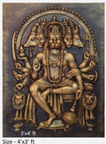 NATURE SQUARE Lord Panchmukhi Hanumaan 3D Elevation fiber Relief Mural Wall Art decor Actual Size 3/4 feet
