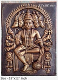 NATURE SQUARE Lord Panchmukhi Hanumaan 3D Elevation fiber Relief Mural Wall Art decor Actual Size 18/12 inch
