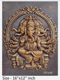 NATURE SQUARE 3D Elevation Fiber Ganpati Mural Wall Art || Small Size (16.5 x 12 inches) Relief Decor ||