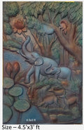 NATURE SQUARE Forest animals 3D Elevation fiber Relief Mural Wall Art decor Actual Size 4.5/3 feet