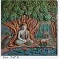 NATURE SQUARE Serene Majesty Size 7/7 feet || 3D Fiber Relief Buddha Under the Tree - Majestic Mural Wall Art ||