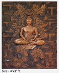 NATURE SQUARE Serene Buddha in Meditation || 3D Elevation Fiber Relief Wall Art Mural (48x36 inches) - Tranquil Home Decor ||