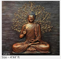 NATURE SQUARE Serene Buddha Sitting 3D Fiber Relief Wall Art || Majestic 4x4 Feet Elevation Mural for Tranquil Home Decor ||