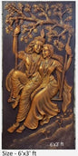 NATURE SQUARE Radha Krishna 3D Elevation fiber Relief Mural Wall Art decor, Actual Size 6/3 feet.