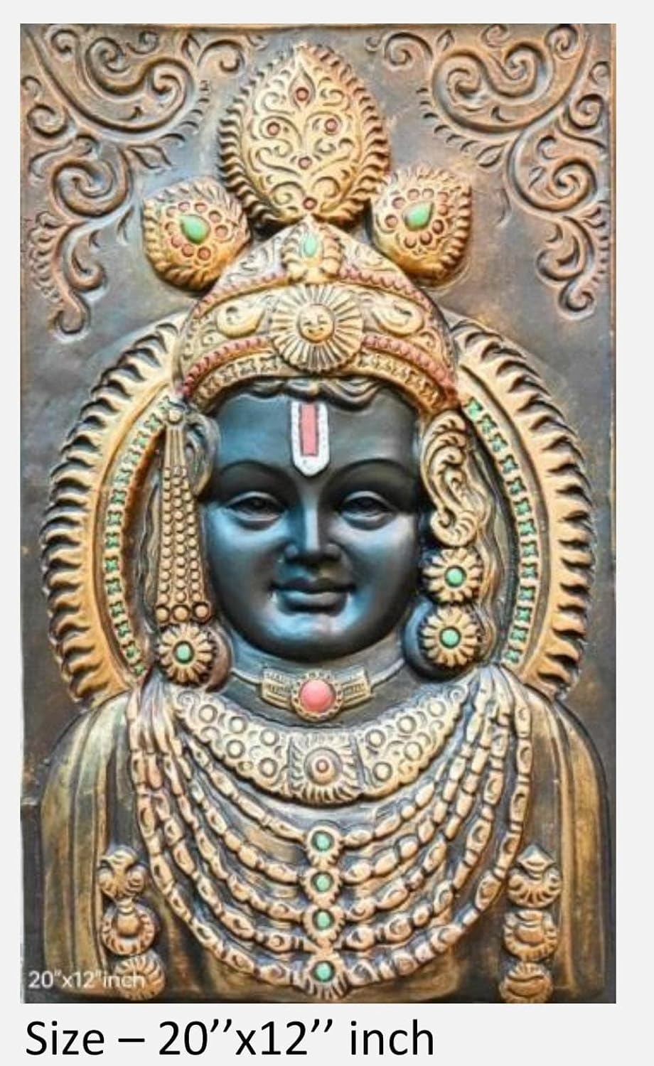 NATURE SQUARE Radha Krishna 3D Elevation fiber Relief Mural Wall Art decor, Actual Size 20/12 inch.