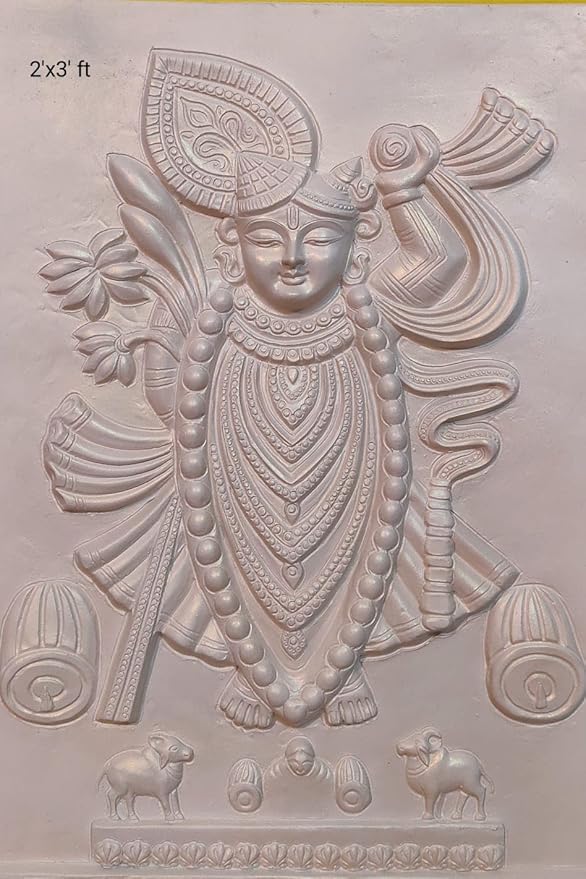 NATURE SQUARE Shreenathji Small size 3D Elevation fiber Relief Mural Wall Art decor Actual Size 3/2 Feet