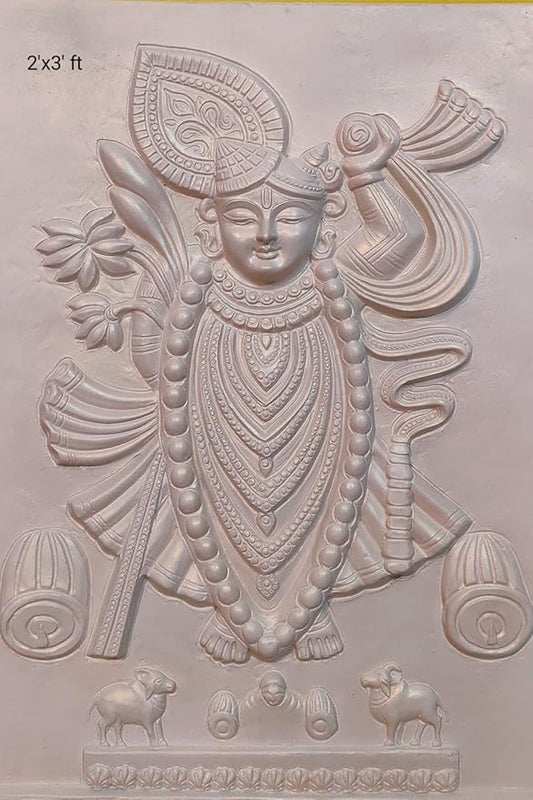 NATURE SQUARE Shreenathji Small size 3D Elevation fiber Relief Mural Wall Art decor Actual Size 3/2 Feet