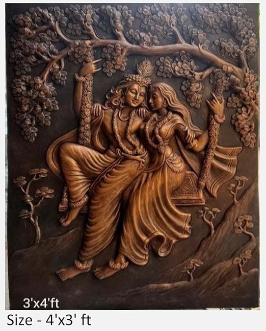 Radha Krishna 3D Fiber Mural Wall Art
