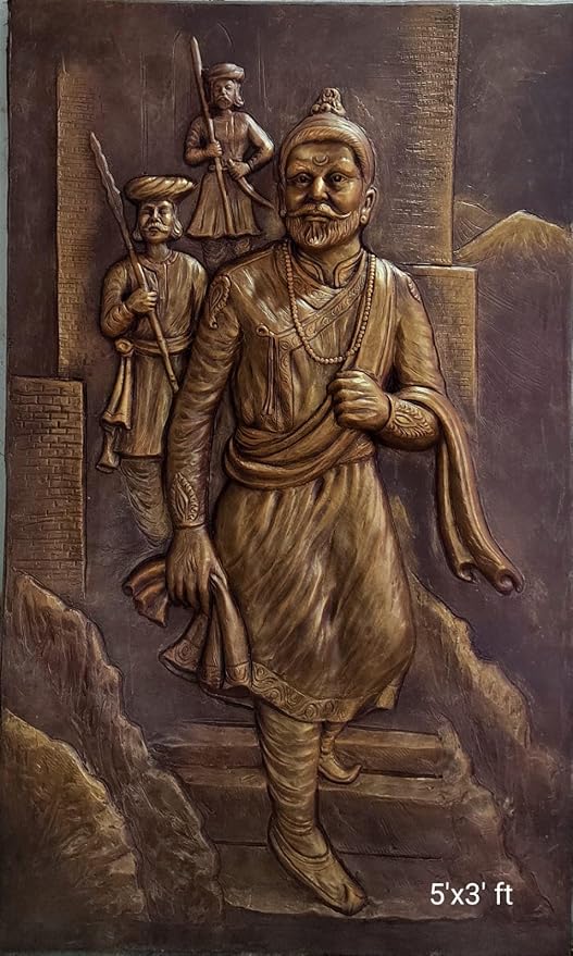 NATURE SQUARE Chhatrapati Shivaji 3D Elevation fiber Relief Mural Wall Art decor, Actual Size 5ð3 feet