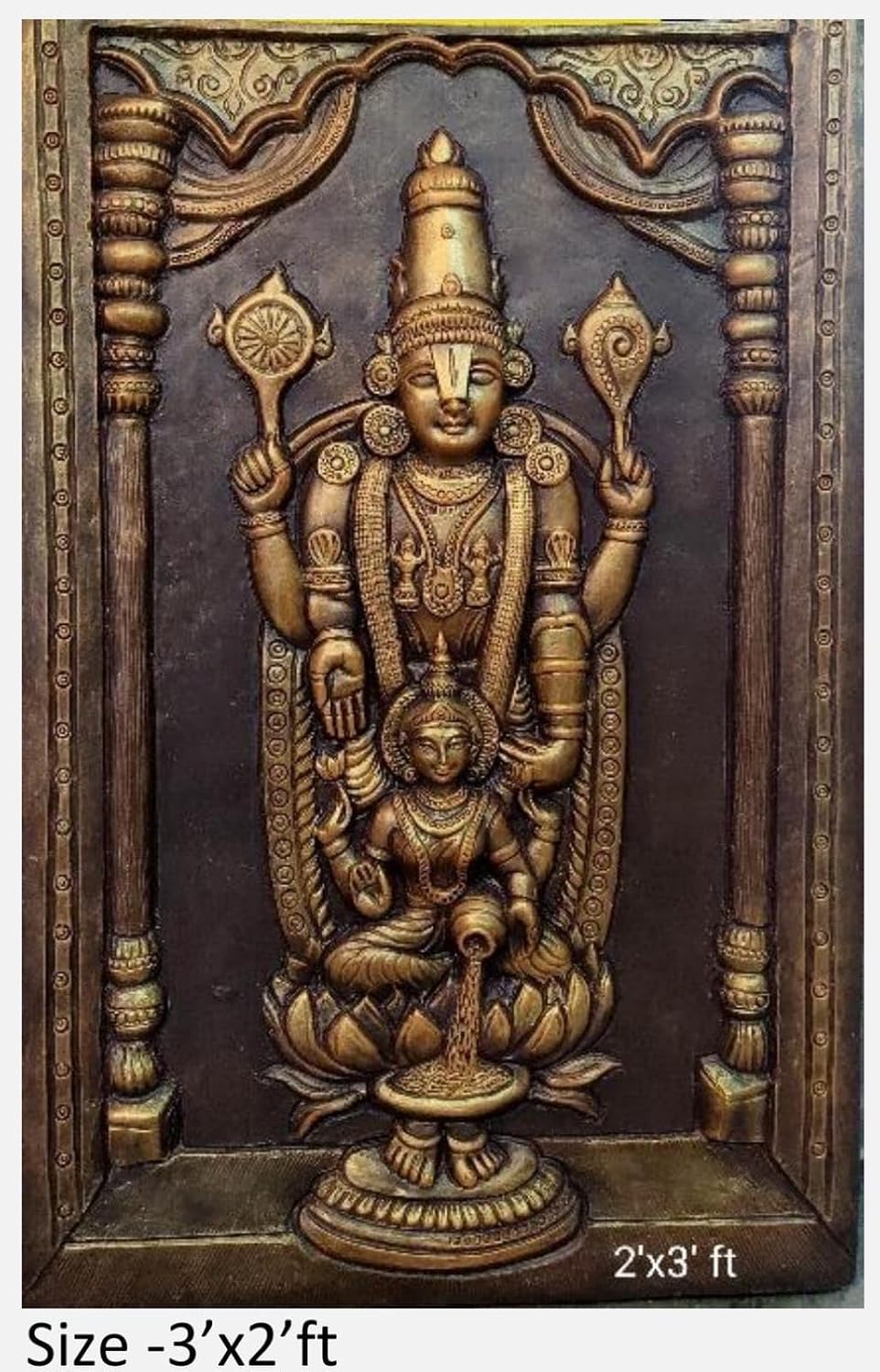 NATURE SQUARE Balaji 3D Elevation fiber Relief Mural Wall Art decor,Actual Size 3/2 feet