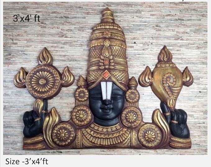 NATURE SQUARE Balaji 3D Elevation fiber Relief Mural Wall Art decor, Actual Size 3x4 feet
