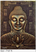 NATURE SQUARE 3D Elevation Buddha Head Wall Art || Large-Scale Fiber Relief Mural with Full Matte Finish (7/5 Feet) ||