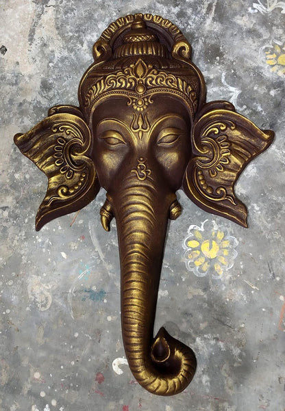 NATURE SQUARE Ganpati Trunk 3D Elevation Fiber Relief || Mural Wall Art Decor Size: 32x21 Inche ||