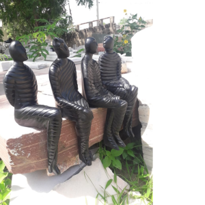 Black Stone 4 men sculpture